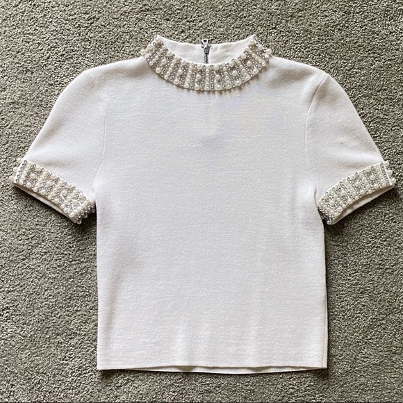 Alice + Olivia Ciara Mock Neck Embellished Crop - Picture 6 of 10